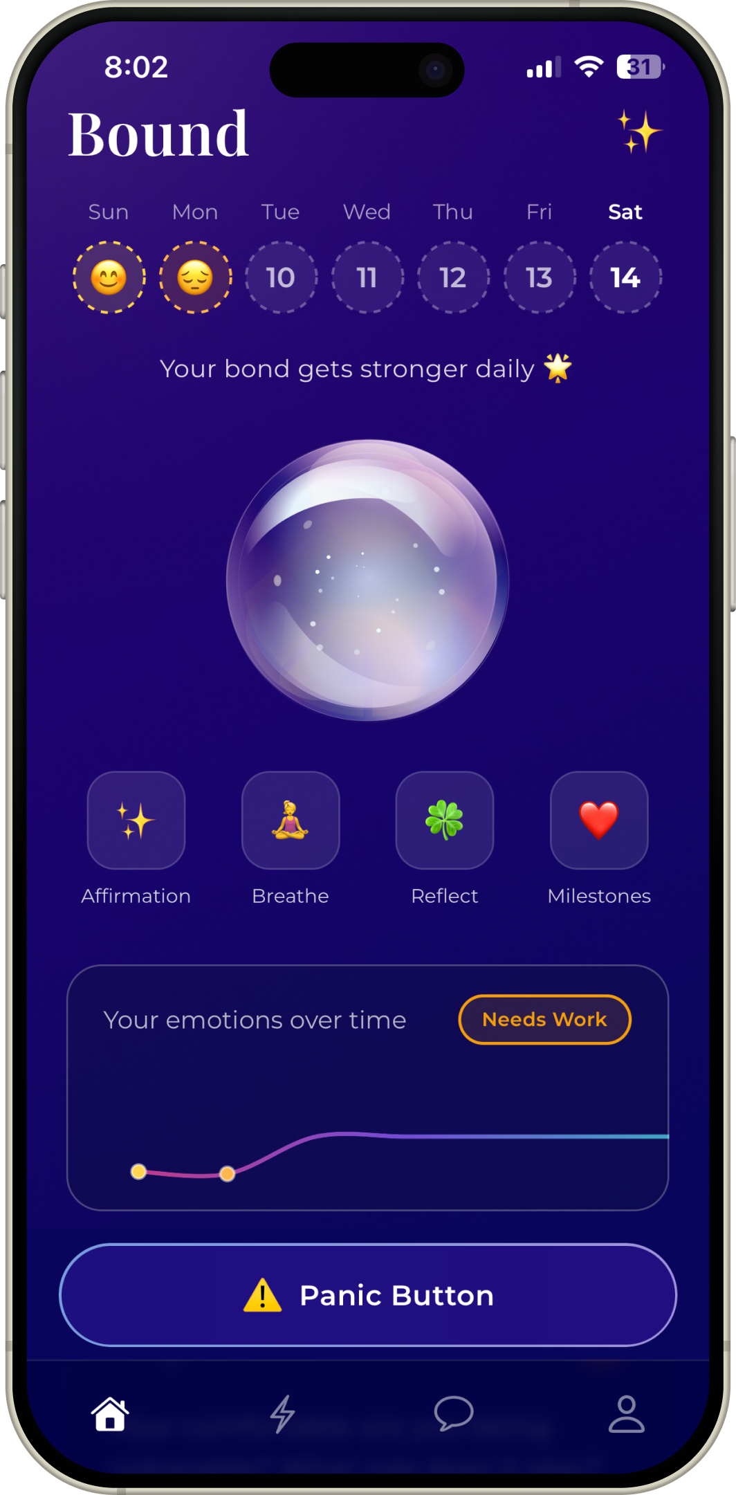 Bound app interface in iPhone frame